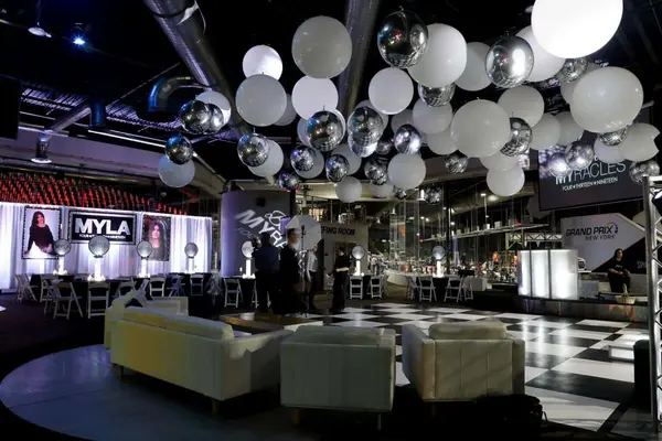White and Silver Ceiling Balloon Treatment