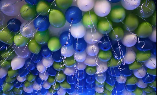 Lime and Royal Loose Ceiling Balloons