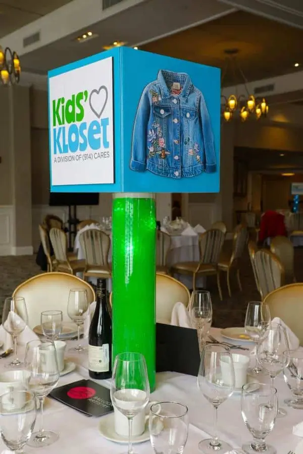 Custom Cube on LED Vase Centerpiece