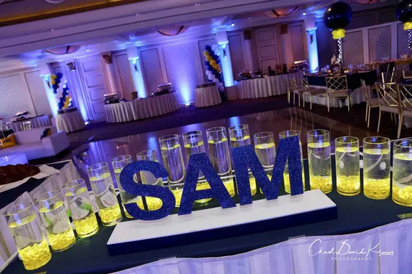 Navy and Yellow Candle Lighting Display