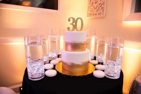 White LED Cylinders for 30th Birthday
