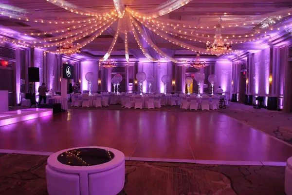 Silver Tulle Draping over Dance Floor
