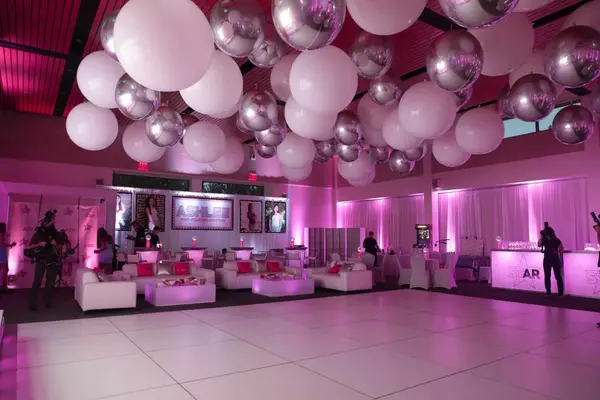 White and Silver Balloons Over Dance Floor