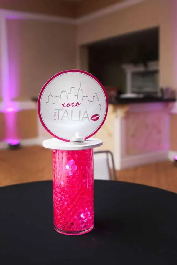 Gossip Girl Themed Bat Mitzvah Centerpiece