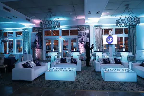 Turquoise and Navy Bat Mitzvah Lounge
