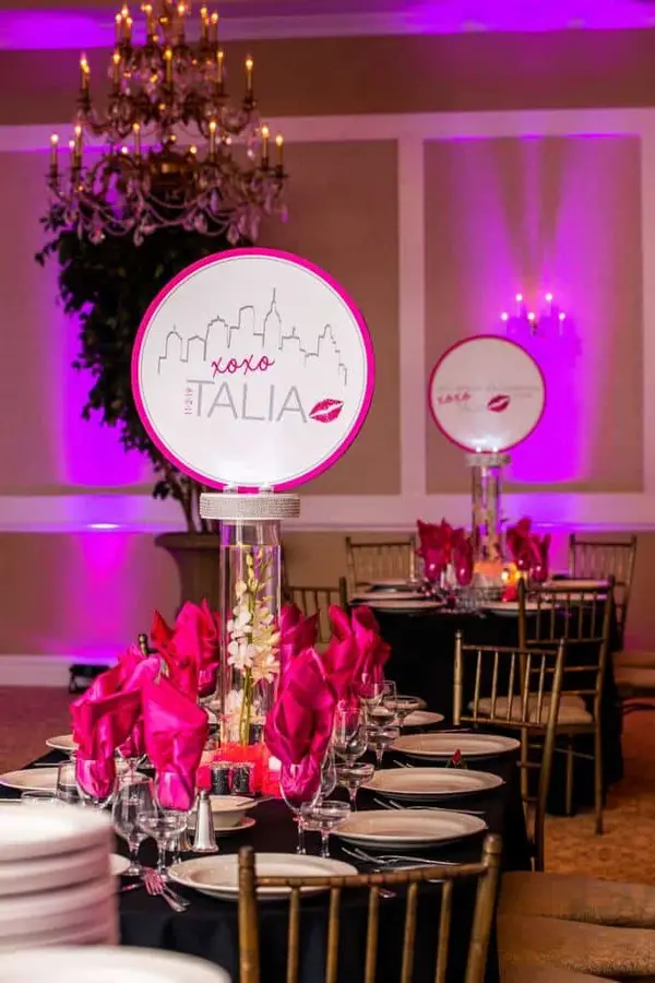 Gossip Girl Themed Bat Mitzvah Centerpiece