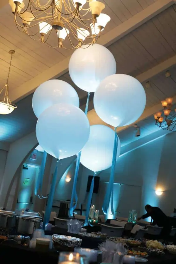 White Balloons and Tassels Display