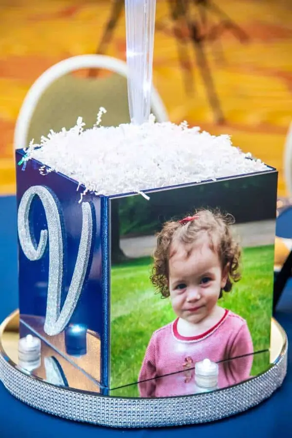 Bat Mitzvah Photo Cube Centerpiece