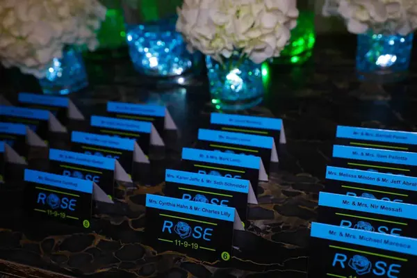 Neon Themed Logo Place Cards