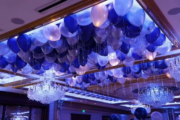 Navy and Silver Ceiling Balloons