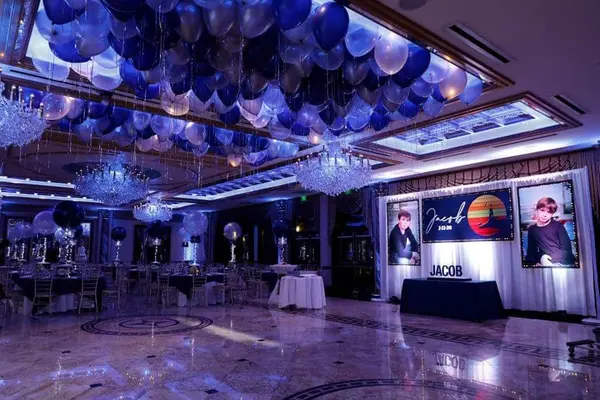 Navy and Silver Ceiling Balloons