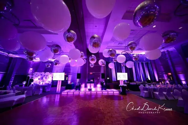 White and Silver Ceiling Balloon Treatment