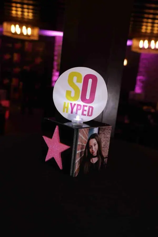 Neon Themed Mini Cube Centerpiece