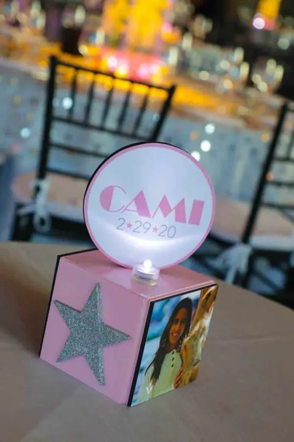 Hollywood Themed Mini Cube Centerpiece