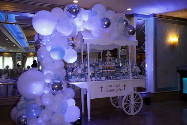 Pale Blue and White Organic Balloon Arch