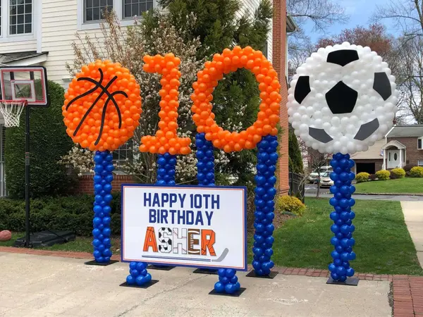 Basketball and Soccer Ball Balloon Display