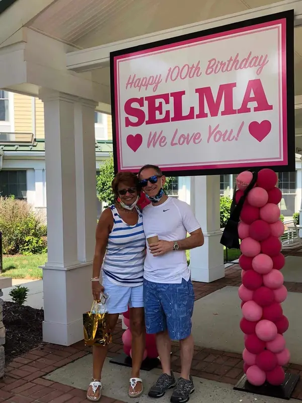 Custom Sign on Balloon Columns