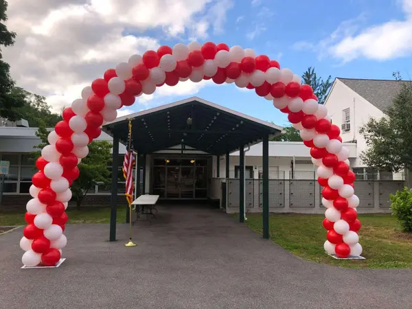 Red and White Balloon Arch