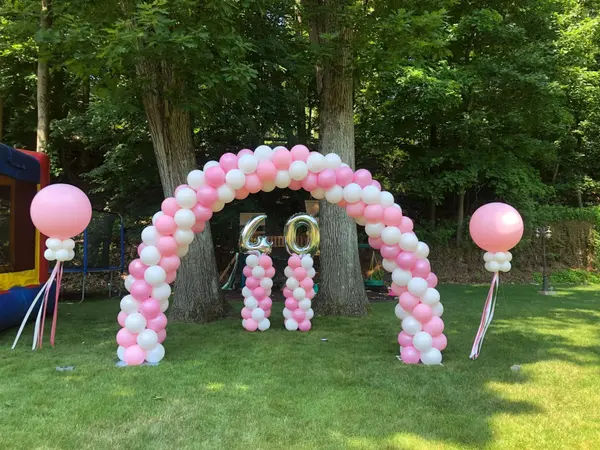 Pink and White Birthday Balloon Arch