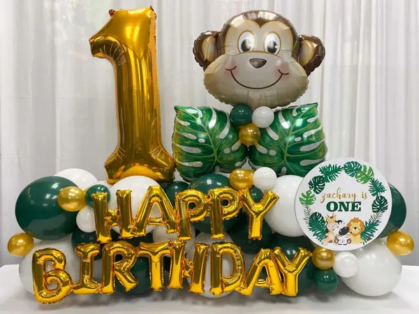 Jungle Themed First Birthday Balloons