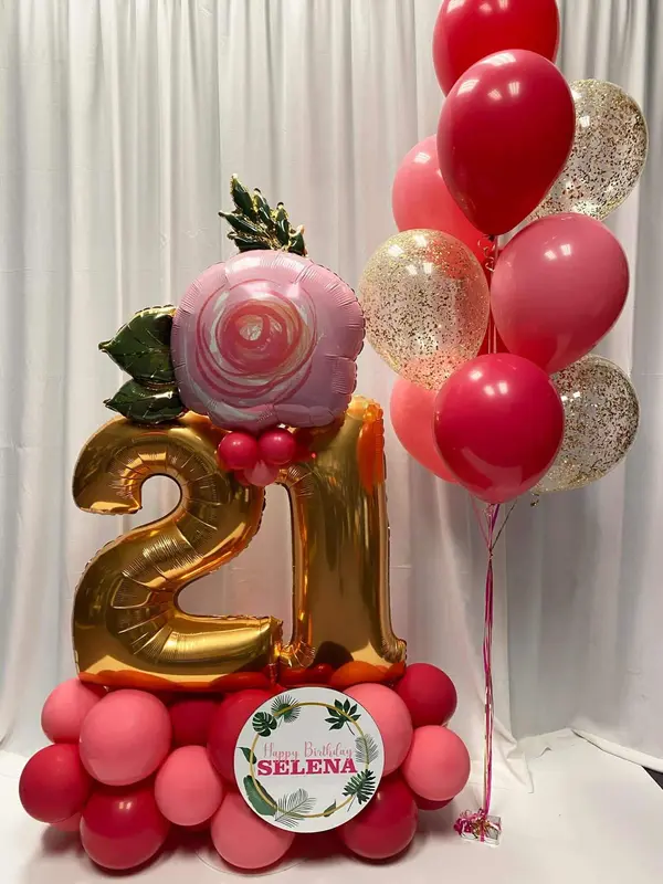 Rose and Glitter Balloon Bouquet