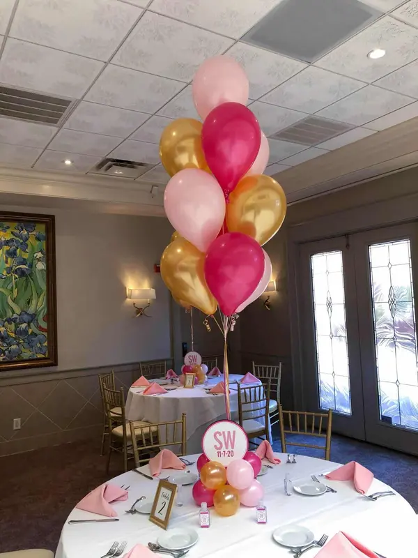 Pink and Gold Balloon Centerpiece