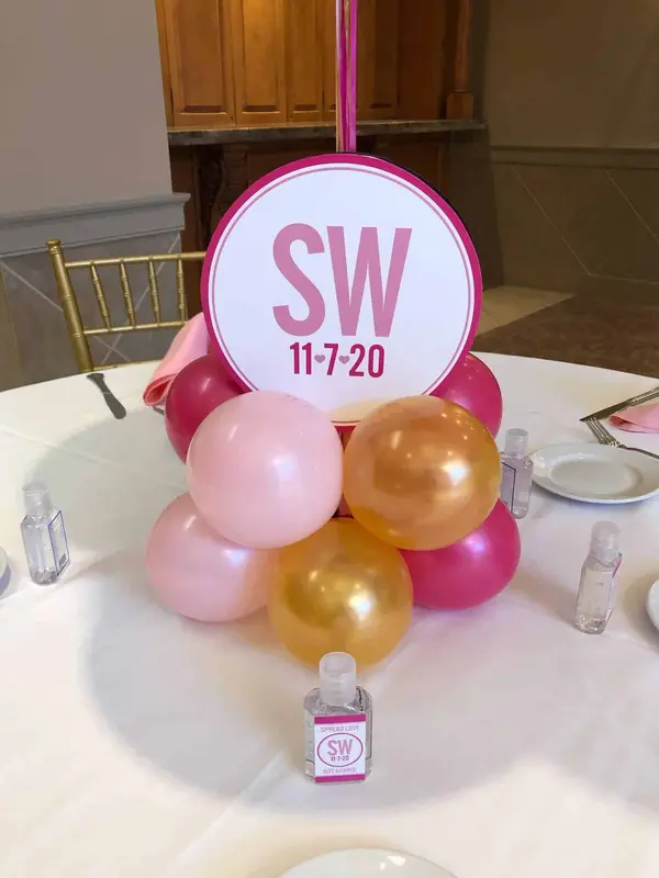 Pink and Gold Balloon Centerpiece