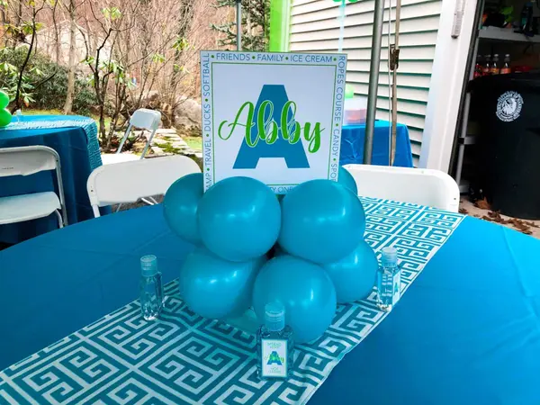Turquoise and Lime Balloon Centerpieces