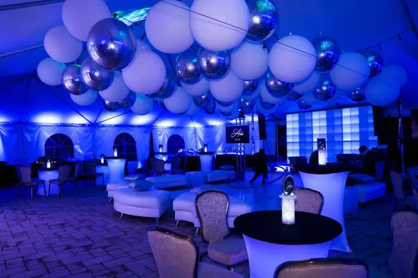 Large White and Silver Ceiling Balloons