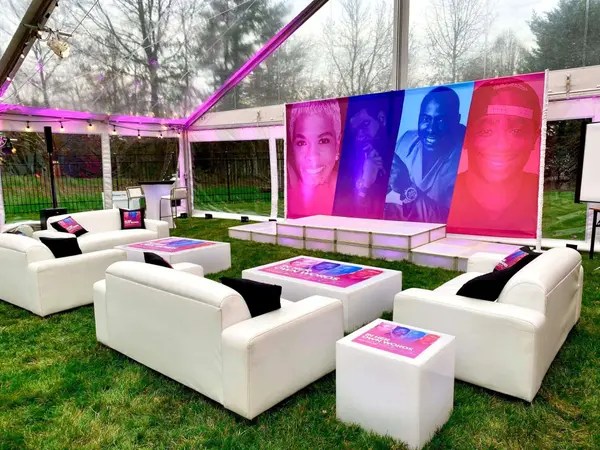 Outdoor Tent Lounge Setup