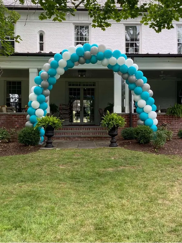 Turquoise, Silver and White Balloon Arch