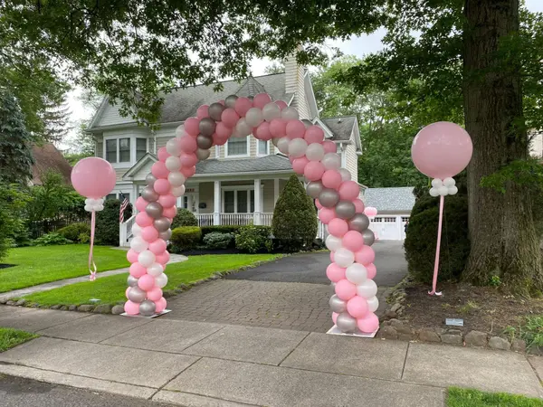 Pink, White and Silver Balloon Arch