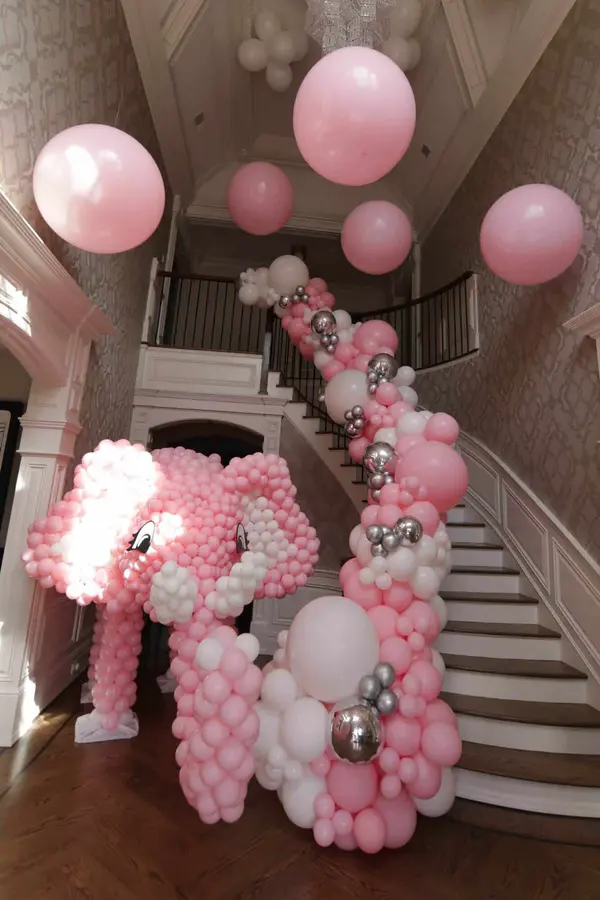 Elephant Balloon Sculpture Over Stairway