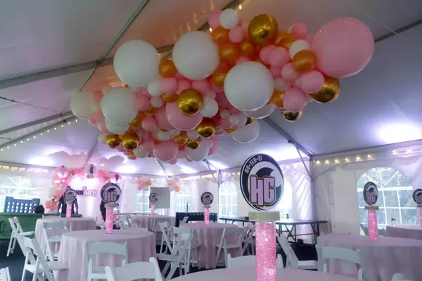 Organic Balloon Garland on Ceiling