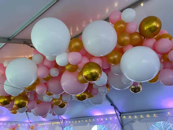 Organic Balloon Garland on Ceiling