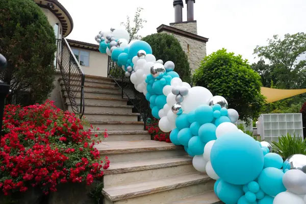 Balloon Garland Over Stairway