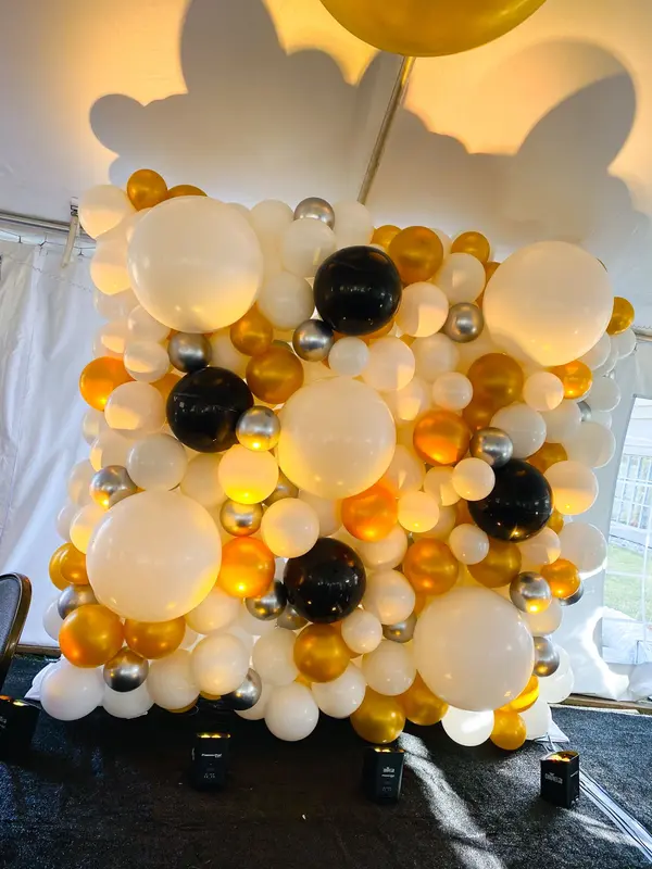 Gold Balloon Wall at Tent