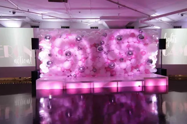 Light Pink and Silver Organic Balloon Wall