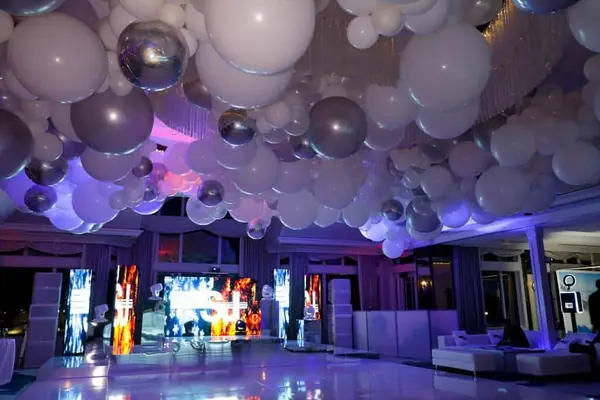 Silver and White Organic Ceiling Ballooons