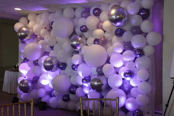 Purple and Silver Balloon Wall