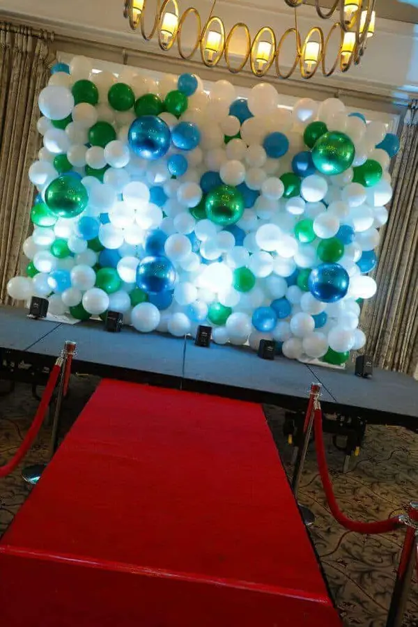 Blue and Green Organic Balloon Wall