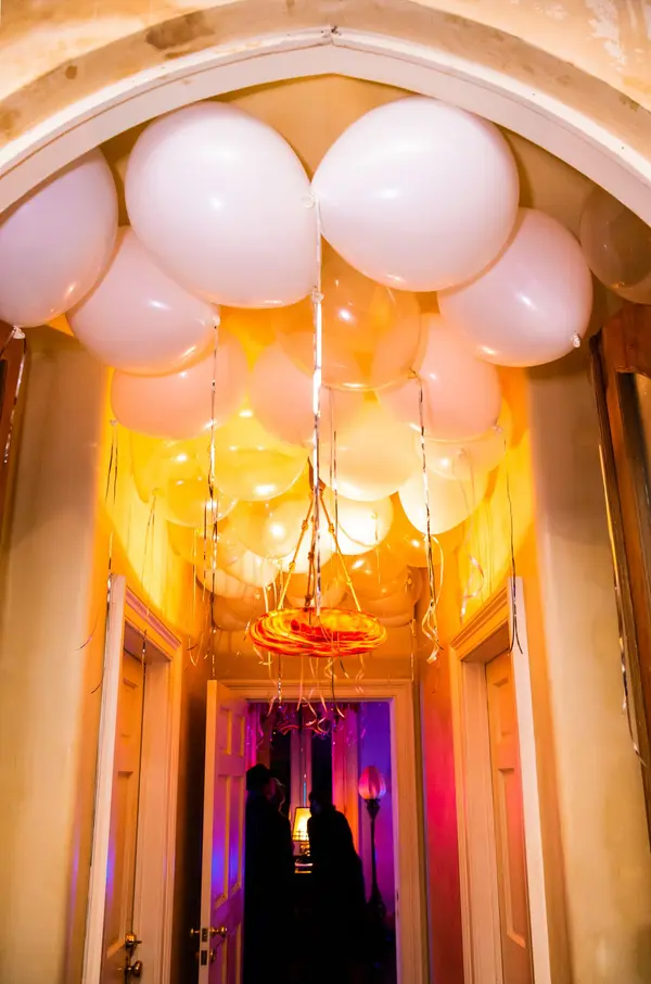 White and Clear Hanging Ceiling Balloons