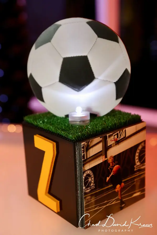 LED Soccer Themed Mini Cube Centerpiece