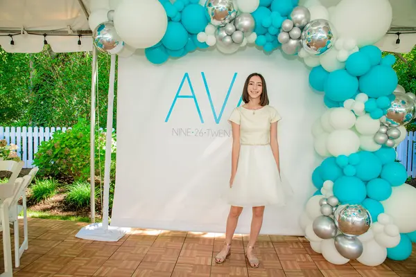 Organic Blue and White Half Balloon Arch