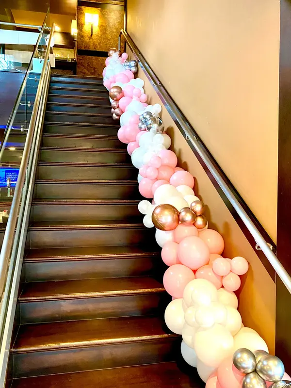 Balloon Garland Over Stairway