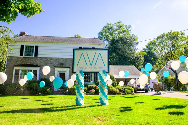 Free Standing Balloons and Custom Sign