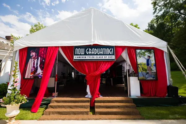 Custom Backdrop with Blow Up Pictures