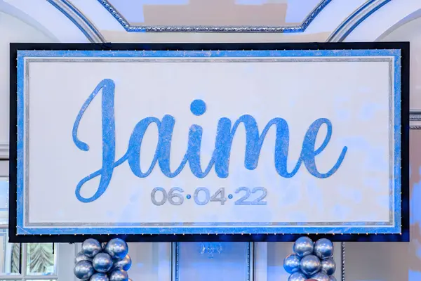 Light Blue Glittered Name Sign