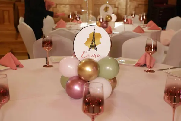 Paris Themed Balloon Centerpiece
