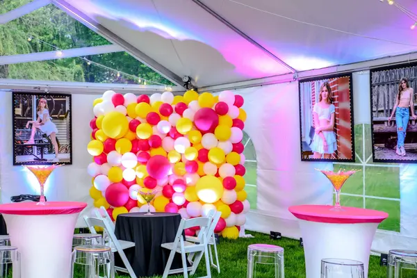 Hot Pink and Yellow Balloon Wall